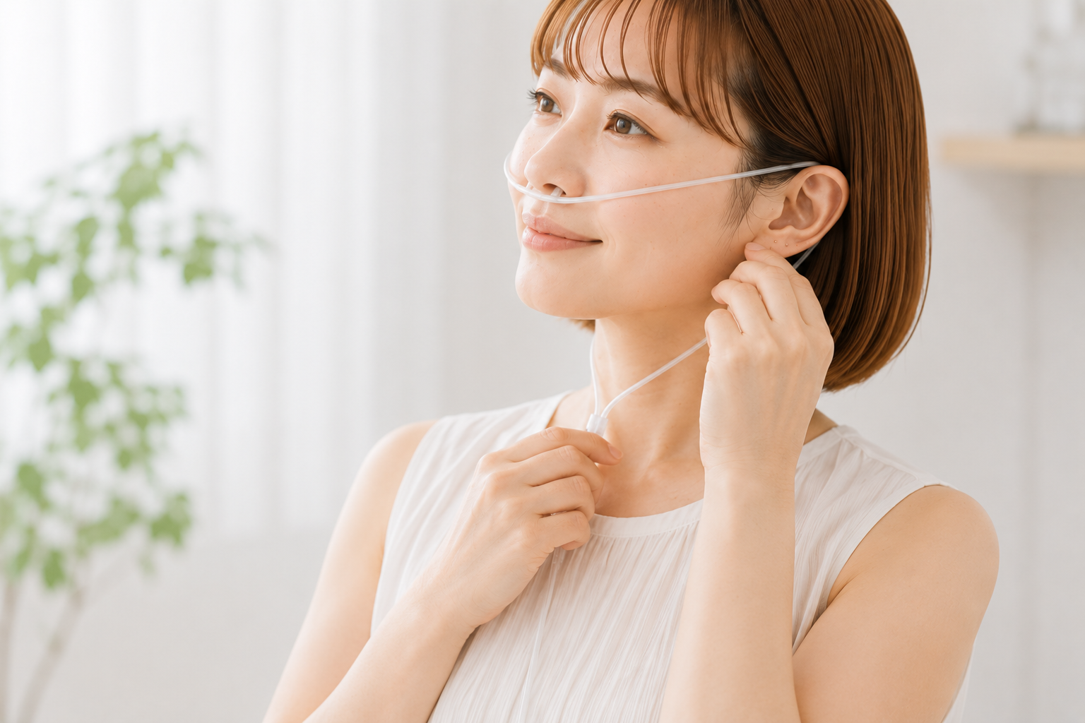 専用カニューレを装着している様子