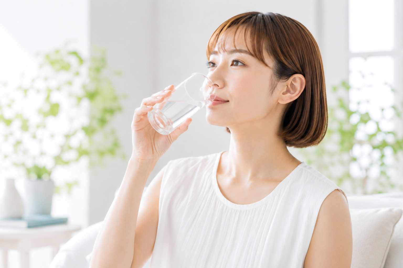 水素水を飲む女性